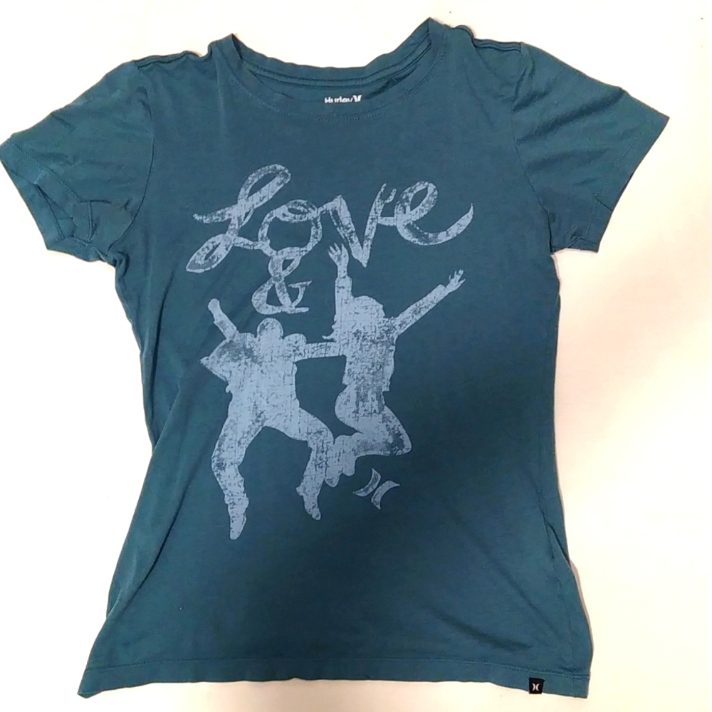 Hurley women's teal colored cotton tshirt